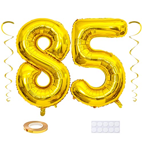 Maigendoo Gold 85 Luftballon Zahlen Riesen Zahl Folienballon mit Wirbel Dekorationen Große 85. Nummer Folienmylar Ballons 40 Zoll Ballons zum 85th Geburtstagsdeko Jubiläum Dekoration, XXL Maigendoo Gold 85 Luftballon Zahlen Riesen Zahl Folienballon mit Wirbel Dekorationen Große 85. Nummer Folienmylar Ballons 40 Zoll Ballons zum 85th Geburtstagsdeko Jubiläum Dekoration, XXL von Maigendoo
