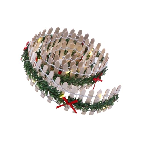 Miniatur-Feen-Gartenzaun, LED, beleuchtet, klein, dekoratives Holz-Lattenornament für Puppenhäuser, dekoratives Lattenholz von Maigridy