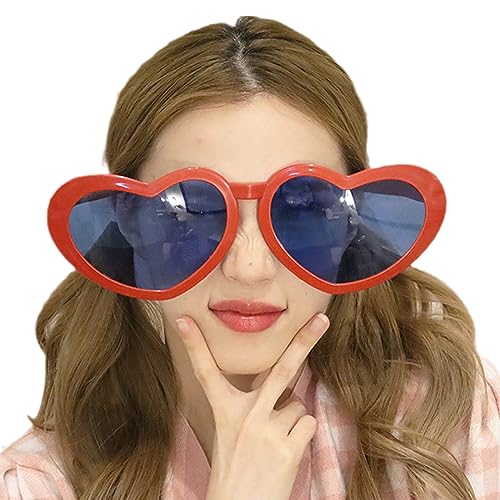 Selfie-Requisiten für Damen, Sonnenbrille, übergroße Herz-Sonnenbrille, Erwachsene, coole lustige Brille, Foto-Brille, übergroße Brille, Party, Maskerade, Kinderspiele, Partyzubehör von Maigridy