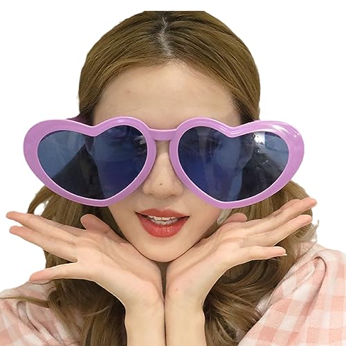 Selfie-Requisiten für Damen, Sonnenbrille, übergroße Herz-Sonnenbrille, Erwachsene, coole lustige Brille, Foto-Brille, übergroße Brille, Party, Maskerade, Kinderspiele, Partyzubehör von Maigridy