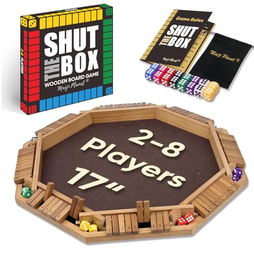 Großes Shut The Box für 2–8 Spieler, Familienspielabend, schnelles Mathematik-Würfelspiel für Party, Klassenzimmer, Camping, Bar, Reisen, Holz, klassisches Tischplattenspiel, für Erwachsene und Großes Shut The Box für 2–8 Spieler, Familienspielabend, schnelles Mathematik-Würfelspiel für Party, Klassenzimmer, Camping, Bar, Reisen, Holz, klassisches Tischplattenspiel, für Erwachsene und von Maiji Planet