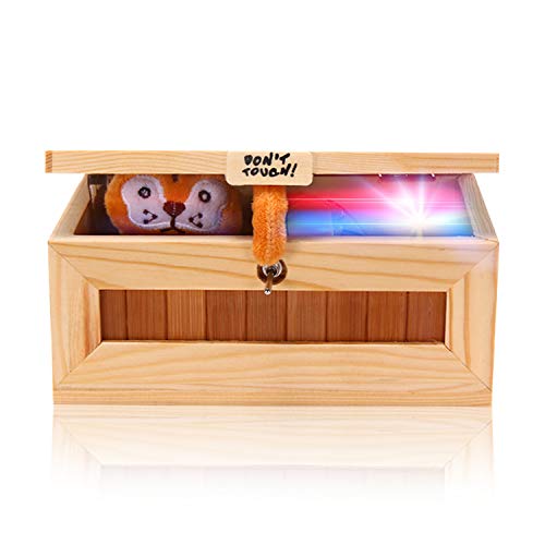 Maijia Holz nutzlose Box mit Sich selbst ausschaltbar nutzlose Box, lustig Nicht berühren Tiger nutzlose Box USB elektronische Box Einzigartige Bluetooth Musical Holzbox(Kein Bluetooth Musical) von Maijia