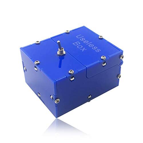 Maijia Mini Useless Box Fully Assembled Funny Toy Leave Me Alone Machine Box, Useless Turns Itself Off In Box for Birthday and Party Gift Toy Game (Blue) von Maijia