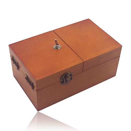 Maijia Useless Box aus Holz, macht sich selbst aus, nutzlose Box, lässt mich allein Maschine Box mit Echtholz, Schreibtischdekoration für Weihnachten, Neujahrsgeschenke (braun-ohne Logo) von Maijia