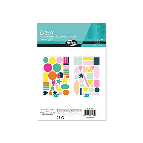 Maildor AE184C Packung Stickers Baby (mit 20 Bögen in Format DIN A5, 14,8 x 21 cm, extra große Formen, geometrisch) 1 Pack von Maildor