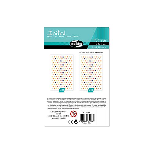 Maildor AE186C Packung Stickers Initial (20 Bögen 10,5 x 16 cm, ideal für Kinder ab 5 Jahren, Sterne) von Maildor