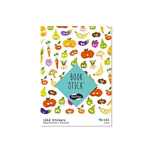 Maildor AE200C - Packung Book Stick mit 24 Bögen, DIN A5, 1262 Stickers, 1 Pack, verschiedene Motive Emoticons von Maildor