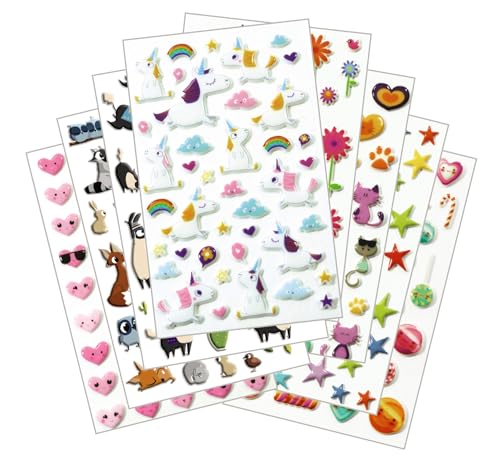 Maildor CY102C - Packung 8 Bogen Sticker Cooky, 7,5x12cm, zur Dekoration oder zum Verschönern von Handysc halen, Schmuckkästchen, Tagebuch oder Brief, Meli Melo, 1 Pack von Maildor