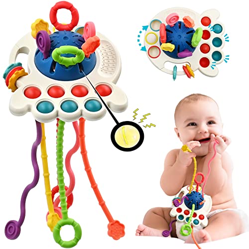 Baby Sensorisches Montessori Spielzeug ab 1 2 Jahr, Reise-Kleinkind-Spielzeug Junge Mädchen Geburtstagsgeschenke, Weiche Zugschnur Spielzeug für Neugeborene 12 18 Monate, Blau von Mailesi