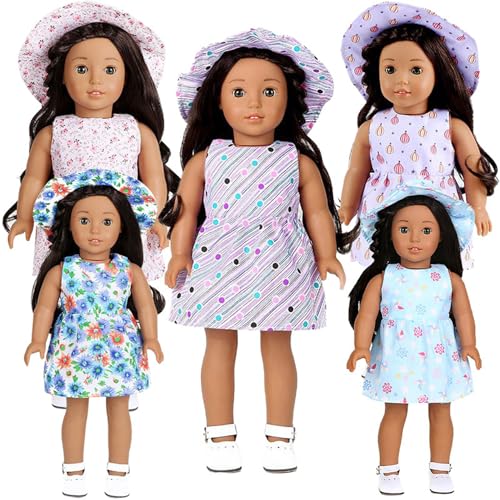 2 Sets 18-Zoll-Babypuppenkleidung, Kleid mit kleinem Gänseblümchenmuster und Hut für amerikanische 18-Zoll-Mädchenpuppen-Outfits und Accessoires (EINHEITSGRÖSSE,Lila B) von Maimango