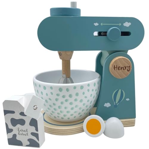 Holz Küchenmaschine Mint - personalisierbar I Handmade Holzspielzeug ab 3 Jahren I Label-Label Zubehör Spielküche I Geburtstagsgeschenk für Kinder I Spielzeug Mixer mit Name von Mainely