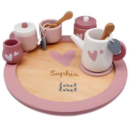 Holz Tee Set rosa - personalisierbar I Handmade Holzspielzeug ab 2 Jahren I Label-Label Teeservice Kinderküche I Geburtstagsgeschenk für Kinder I Teeparty-Spielset mit Name Holz Tee Set rosa - personalisierbar I Handmade Holzspielzeug ab 2 Jahren I Label-Label Teeservice Kinderküche I Geburtstagsgeschenk für Kinder I Teeparty-Spielset mit Name von Mainely