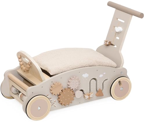 Label Label – 3-in-1 Baby Rocker, Walker & Rutschauto Nougat | Multifunktionales Spielgerät ab 12 Monaten | Personalisierbar mit Namen von Mainely