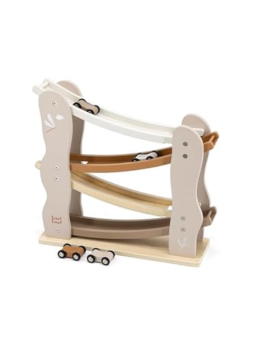 Label Label – Autogleiter aus Holz – Nougat – Personalisierbar mit Namen – FSC-Zertifiziert – Mit 4 Autos – Motorikspielzeug für Kinder von Mainely