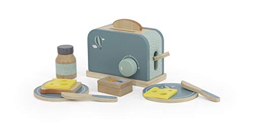 Label Label Holz Toaster – Grün | Personalisierbares Küchenspielzeug mit Namen | Geschenk zur Geburt, Taufe oder Geburtstag | Holz-Toaster mit Zubehör für Kinder von Mainely