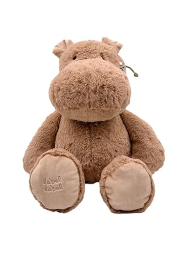 Label Label Kuscheltier „Nilpferd Harvey“ Größe L – Nougatbraun – personalisiert mit Namensdruck – Weiches Plüschtier für Babys & Kinder – Geschenk zur Geburt/Taufe von Mainely
