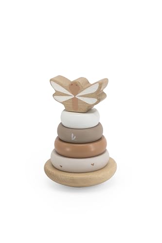 Label Label Stapelringe Balance – Nougat | Personalisierbares Holzspielzeug mit Namen | Montessori Motorikspielzeug für Babys & Kleinkinder | Geschenk zur Geburt, Taufe oder Geburtstag von Mainely