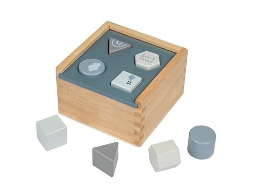 Mainely Label Label Holz-Steckspiel Formensortierbox Blau – Personalisierbar mit Namensdruck – Motorikspielzeug ab 12 Monaten – Lernspielzeug & Geschenk für Babys und Kleinkinder von Mainely