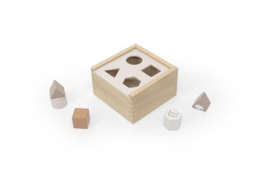 Mainely Label Label Holz-Steckspiel Formensortierbox Nougat – Personalisierbar mit Namensdruck – Motorikspielzeug ab 12 Monaten – Lernspielzeug & Geschenk für Babys und Kleinkinder von Mainely