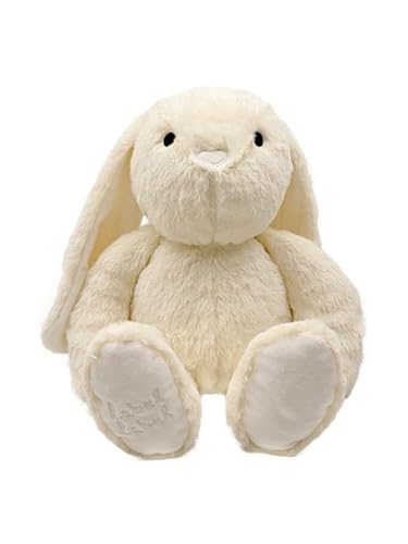 Mainely Label Label – Kuscheltier „Hase Rosa“ Größe L – Elfenbein (Ivory) – personalisiert mit Namensdruck – Weiches Plüschtier für Babys & Kinder – Geschenk zur Geburt/Taufe von Mainely