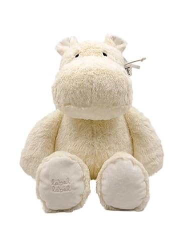 Mainely Label Label – Kuscheltier „Nilpferd Harvey“ Größe L (Elfenbein/Ivory) – personalisiert mit Namensdruck – Weiches Plüschtier für Babys & Kinder – Geschenk zur Geburt/Taufe von Mainely