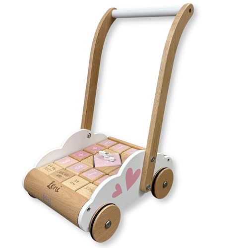 Mainely Lauflernwagen mit Bausteinen Rosa - personalisierbar I Handmade Holzspielzeug ab 1 Jahr I Personalisierte Geschenke Baby I Laufhilfe für Kinder I Spiel- & Schiebewagen mit Name Mainely Lauflernwagen mit Bausteinen Rosa - personalisierbar I Handmade Holzspielzeug ab 1 Jahr I Personalisierte Geschenke Baby I Laufhilfe für Kinder I Spiel- & Schiebewagen mit Name von Mainely