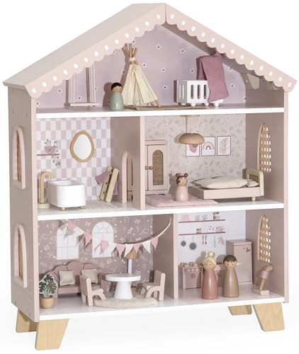 Mainely Personalisierbares Puppenhaus aus Holz – Label Label – Rosa – Mit Namen graviert – Spielhaus für Kinder – Ab 3 Jahren – Montessori-inspiriertes Lernspielzeug Mainely Personalisierbares Puppenhaus aus Holz – Label Label – Rosa – Mit Namen graviert – Spielhaus für Kinder – Ab 3 Jahren – Montessori-inspiriertes Lernspielzeug von Mainely