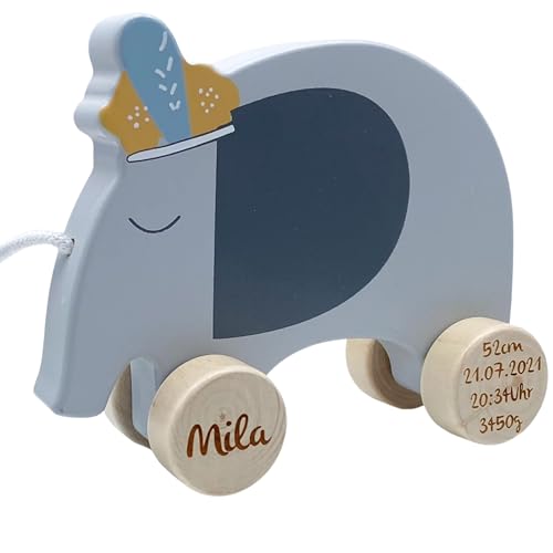 Nachziehtier Elefant - personalisierbar I Handmade Holzspielzeug ab 1 Jahr I Tryco Baby Spielzeug aus Holz I Personalisierte Geschenke Baby I Holz Ziehtier mit Name & Geburtsdaten Nachziehtier Elefant - personalisierbar I Handmade Holzspielzeug ab 1 Jahr I Tryco Baby Spielzeug aus Holz I Personalisierte Geschenke Baby I Holz Ziehtier mit Name & Geburtsdaten von Mainely