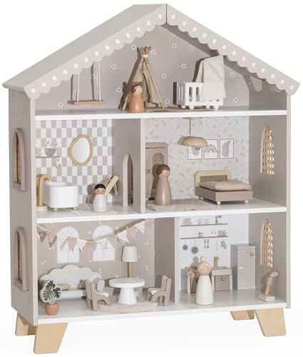 Puppenhaus Personalisiert Nougat – Holz-Spielhaus mit Möbeln und Zubehör von Label Label – für kreatives Spielen Puppenhaus Personalisiert Nougat – Holz-Spielhaus mit Möbeln und Zubehör von Label Label – für kreatives Spielen von Mainely