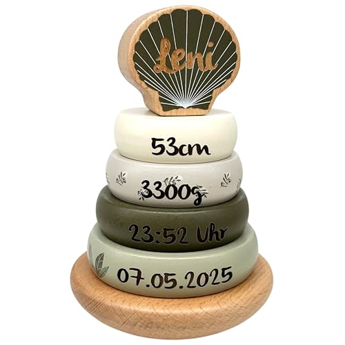 Stapelturm Olive - personalisiert I Geschenk zur Geburt I Baby Holzspielzeug I Personalisierte Geschenke Baby I Label-Label I Stapelspiel mit Name & Geburtsdaten Stapelturm Olive - personalisiert I Geschenk zur Geburt I Baby Holzspielzeug I Personalisierte Geschenke Baby I Label-Label I Stapelspiel mit Name & Geburtsdaten von Mainely
