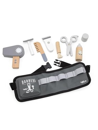 Tryco – Holz Friseurset für Kinder – Personalisierbar mit Namen – Kofferset mit Schere, Föhn, Kamm & Zubehör – Rollenspielzeug aus Holz von Mainely