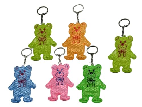 Maines 6 x Schlüsselanhänger reflektierend Sicherheit Reflektor Bär Kunststoff 7 cm von Maines