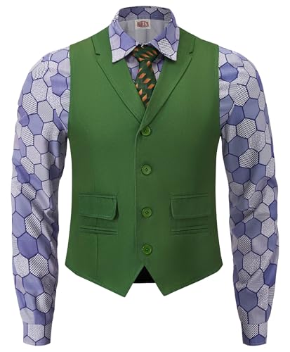 Mainfini Herren Karneval Joker Kostüm Outfit Erwachsene Ritter Clown Hemd Krawatte Anzug Lustiger Cosplay S Mainfini Herren Karneval Joker Kostüm Outfit Erwachsene Ritter Clown Hemd Krawatte Anzug Lustiger Cosplay S von Mainfini