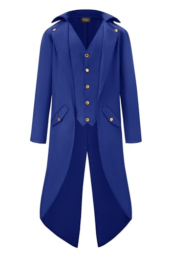 Mainfini Herren Halloween Steampunk Kostüme Jacke Pirat Viktorianisch Gehrock Gotisch Mittelalterlich Jacke Blau Cosplay S Mainfini Herren Halloween Steampunk Kostüme Jacke Pirat Viktorianisch Gehrock Gotisch Mittelalterlich Jacke Blau Cosplay S von Mainfini