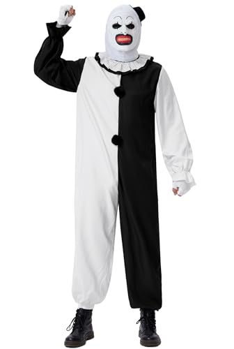 Mainfini Herren Horror Killer Cosplay Komplettes Set Hässlich Halloween Art Clown Outfit Erwachsene Schaurig Clown Bodysuit Schwarz Weiß L Mainfini Herren Horror Killer Cosplay Komplettes Set Hässlich Halloween Art Clown Outfit Erwachsene Schaurig Clown Bodysuit Schwarz Weiß L von Mainfini
