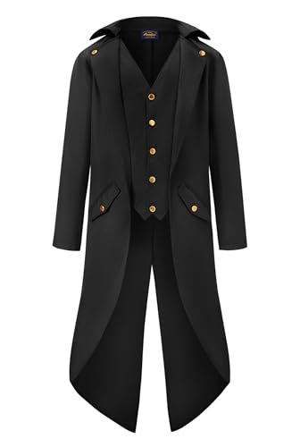 Mainfini Herren Pirat Coat Steampunk Jacke Renaissance Halloween Hutmacher Jacke Kostüme Gotisch Mittelalterlich Gehrock XL Mainfini Herren Pirat Coat Steampunk Jacke Renaissance Halloween Hutmacher Jacke Kostüme Gotisch Mittelalterlich Gehrock XL von Mainfini