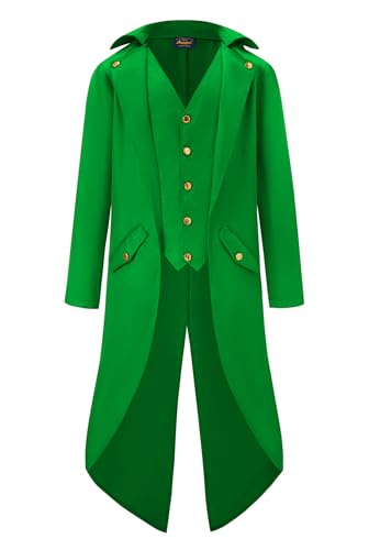 Mainfini Männer Gehrock Renaissance Steampunk Frack Jacke Grün Coat Mittelalterlich Gotisch Knopf Jacke The Ridle Tuxedo L Mainfini Männer Gehrock Renaissance Steampunk Frack Jacke Grün Coat Mittelalterlich Gotisch Knopf Jacke The Ridle Tuxedo L von Mainfini