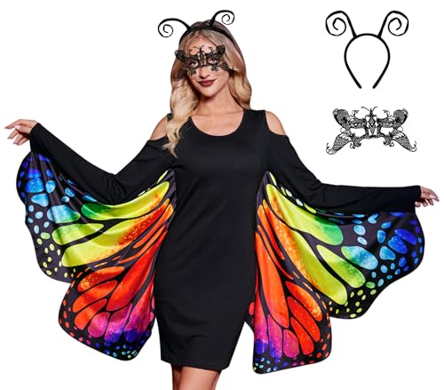 Halloween Outfit Neon Erwachsene Schmetterling Kostüm mit flexiblem Stirnband Spitze Maske Party M Halloween Outfit Neon Erwachsene Schmetterling Kostüm mit flexiblem Stirnband Spitze Maske Party M von Maisolly