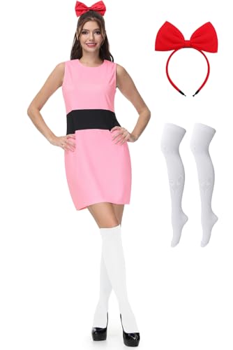 Maisolly Damen Halloween Kostüm Erwachsene Minikleid, Rosa, A3, S von Maisolly
