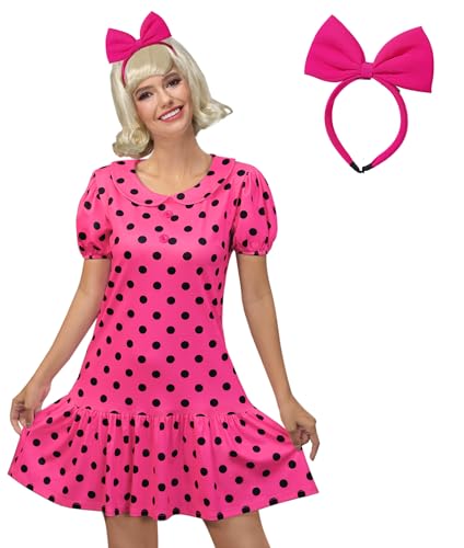 Maisolly Halloween Damen Sally Brown Lovely Polka Dot Doll Collar Short Sleeve Costume Adult Party Cosplay Dress L von Maisolly