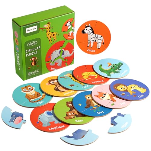 Maison Julia - Mein erstes kreisförmiges Puzzle für Kinder ab 3 Jahren – Erwachen, spielerisches Lernen, Montessori-Spielzeug, freie Motorik, Kinder 3 Jahre, 4 Jahre – Meereslandtiere (Landtiere) von Maison Julia