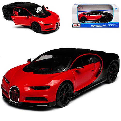 Bugatti Chiron Sport Coupe Rot mit Schwarz Ab Messe Genf 2018 1/24 Maisto Modell Auto von Toolo