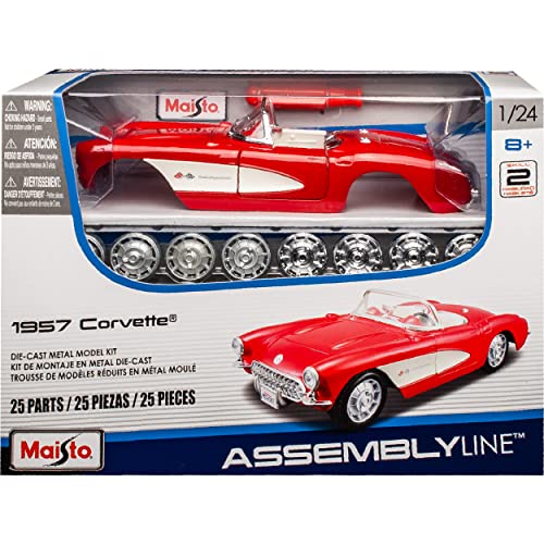 Chevrolet Chevy Corvette C1 Cabrio Rot 1953-1962 Bausatz Kit 1/24 Modell Auto mit individiuellem Wunschkennzeichen von Maisto Chevrolet