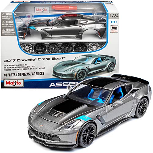 Chevrolet Corvette C7 Z06 Grand Sport Coupe Grau Modell 2013-2020 Version Ab 2017 Bausatz Kit 1/24 Modell Auto mit individiuellem Wunschkennzeichen von Maisto Chevrolet