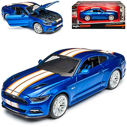 Ford Mustang VI Coupe Tuning Blau Weiss Ab 2014 1/24 Maisto Modell Auto von Maisto Ford
