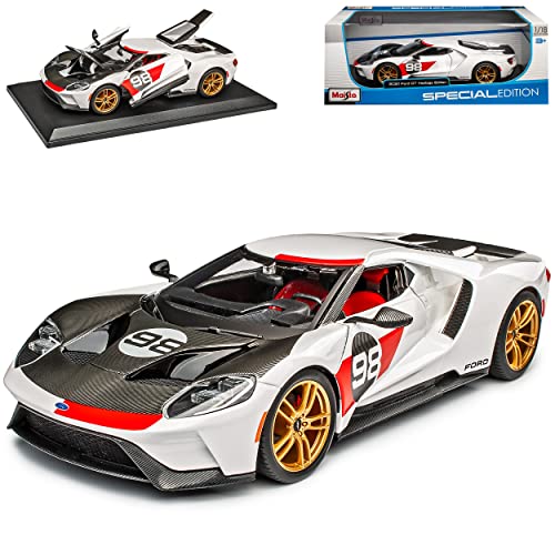 Ford GT 2021 Coupe Weiss mit Nr 98 Heritage Edition 1/18 Modell Auto mit individiuellem Wunschkennzeichen Ford GT 2021 Coupe Weiss mit Nr 98 Heritage Edition 1/18 Modell Auto mit individiuellem Wunschkennzeichen von Maisto Ford
