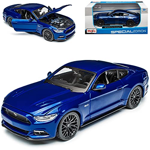 Ford Mustang VI Coupe Blau Ab 2014 1/24 Modell Auto mit individiuellem Wunschkennzeichen Ford Mustang VI Coupe Blau Ab 2014 1/24 Modell Auto mit individiuellem Wunschkennzeichen von Maisto Ford