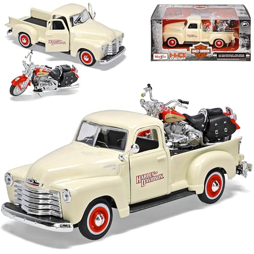 Chevrolet 3100 Pick-Up Beige 1950 1/25 Plus HarIey Davdson FLSTS Heritage Springer 2001 1/24 Maisto Modell Auto von Maisto HarIey Davdson