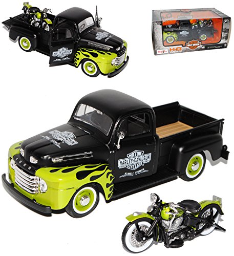 Ford F-1 Pick-Up 1948 Schwarz Grün mit 1948 Panhead HarIey Davdson 1/24 Maisto Modell Auto Ford F-1 Pick-Up 1948 Schwarz Grün mit 1948 Panhead HarIey Davdson 1/24 Maisto Modell Auto von Maisto HarIey Davdson