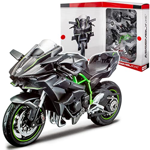 Kawasaki Ninja H2R Karbon Schwarz Ab 2014 Bausatz Kit 1/12 Modell Motorrad mit individiuellem Wunschkennzeichen von Maisto Kawasaki